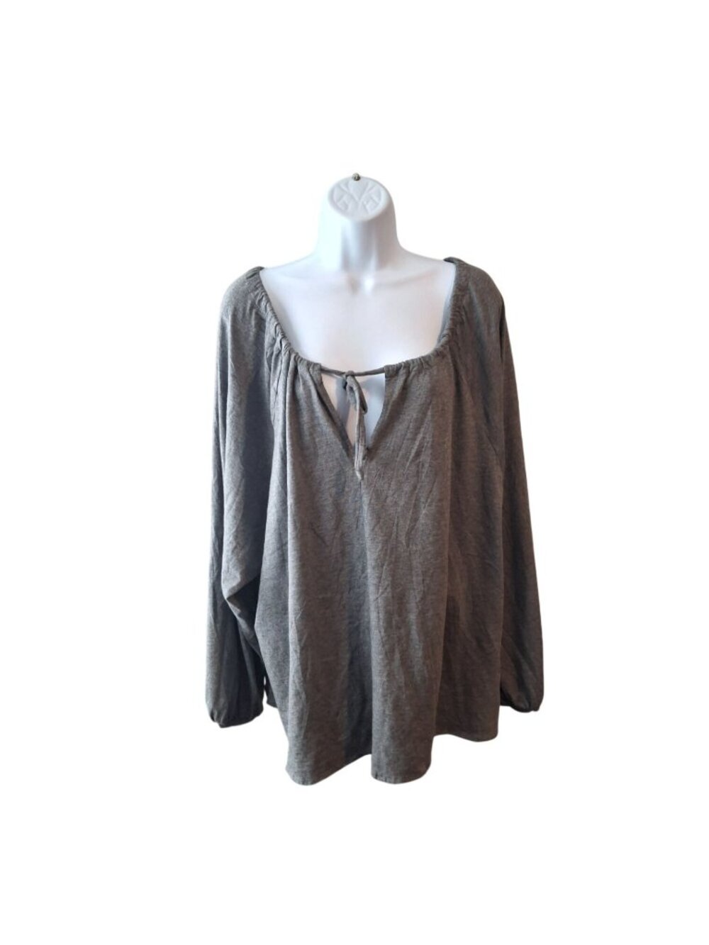 78 & Sunny Gray Peasant Top 1X Modal Cotton USA Made Boho Cottagecore Soft